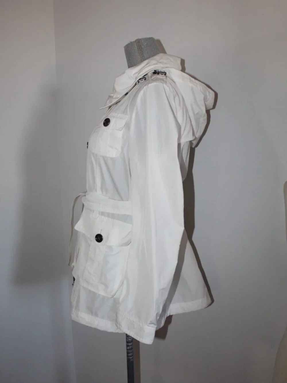 Burberry Brit White Removable Hooded Belted Trench Jacket Coat US 8 UK 10 IT 42 - Picture 4 of 14
